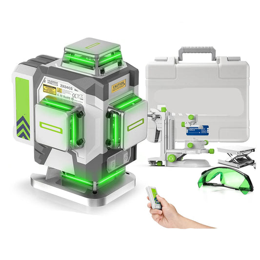 Laser Waterpas – Kruislijnlaser – Bouwlaser – Zelfnivellerend – 4D Lijnen – Green Laser – 8000mAh Accu - QUORE