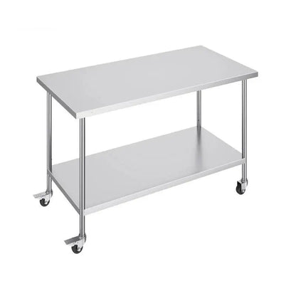 Verstelbare Werkbank – RVS Werktafel – Roestvrijstalen Tafel – Werkblad Met Wieltjes – Verstelbare Hoogte – 1524x762 mm - QUORE