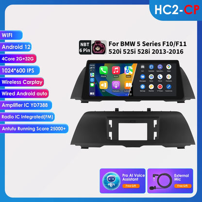 AI Intelligent Player 2din Android Car Radio Multimedia Video Player for BMW 5 Series F10 F11 F12 CIC NBT GPS Nav Carplay 4G RDS