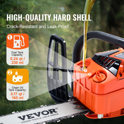 Vevor - Kettingzaag Benzine - Boomzaag Benzine - Zaaggereedschap - 25.4CC 12” 1.2HP - Handzame Snoerloze Benzine Kettingzaag - voor Boom, Hout, Boerderij, Bos zagen