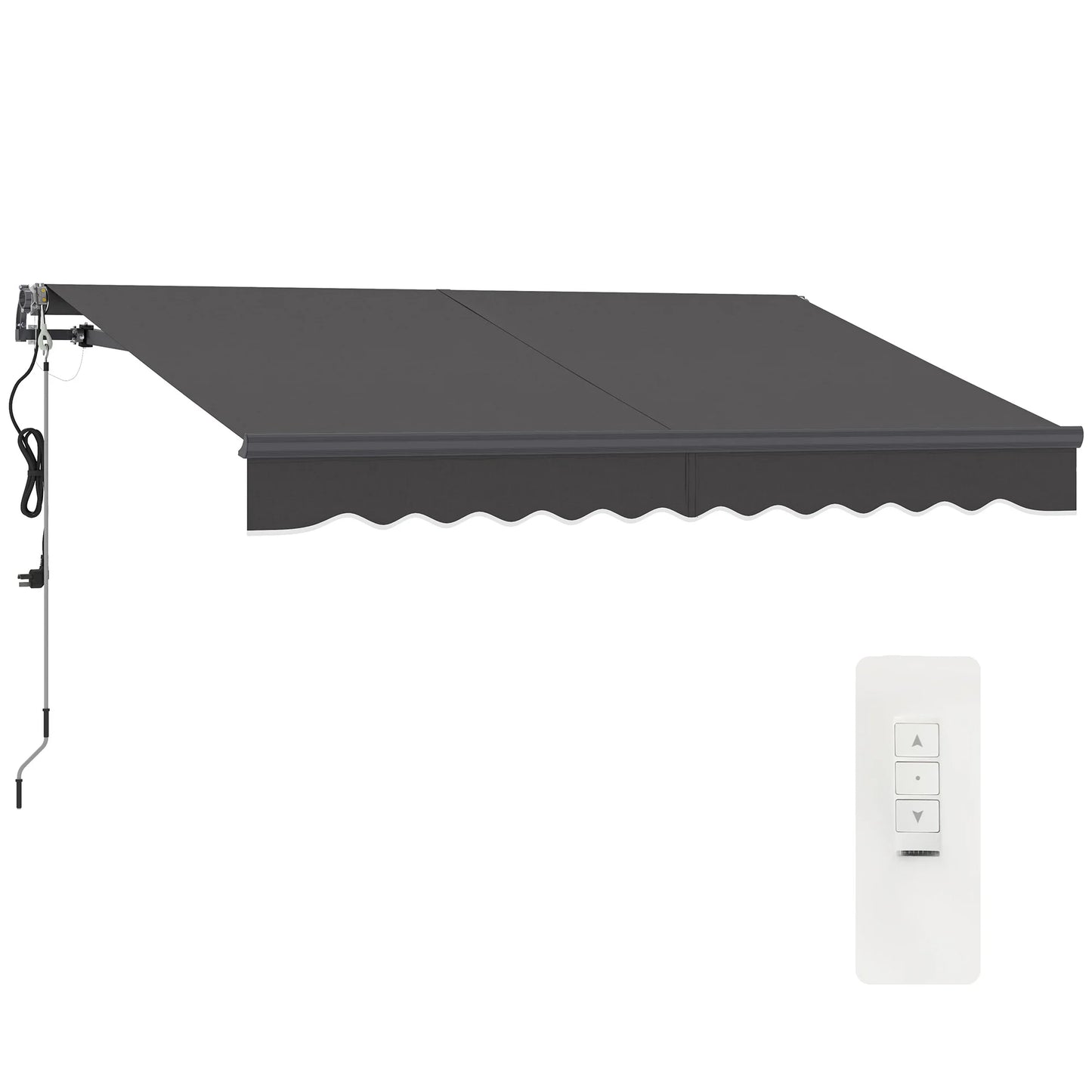 Elektrische Zonwering – Uittrekbare Zonwering – Elektrisch Zonnescherm – Handmatige Slinger – Aluminium Frame – UV-bestendig Doek - Donkergrijs