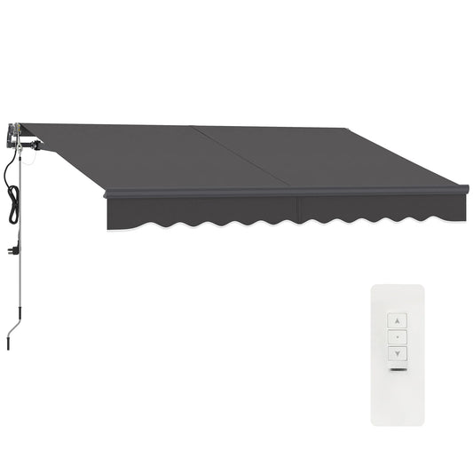 Elektrische Zonwering – Uittrekbare Zonwering – Elektrisch Zonnescherm – Handmatige Slinger – Aluminium Frame – UV-bestendig Doek - Donkergrijs