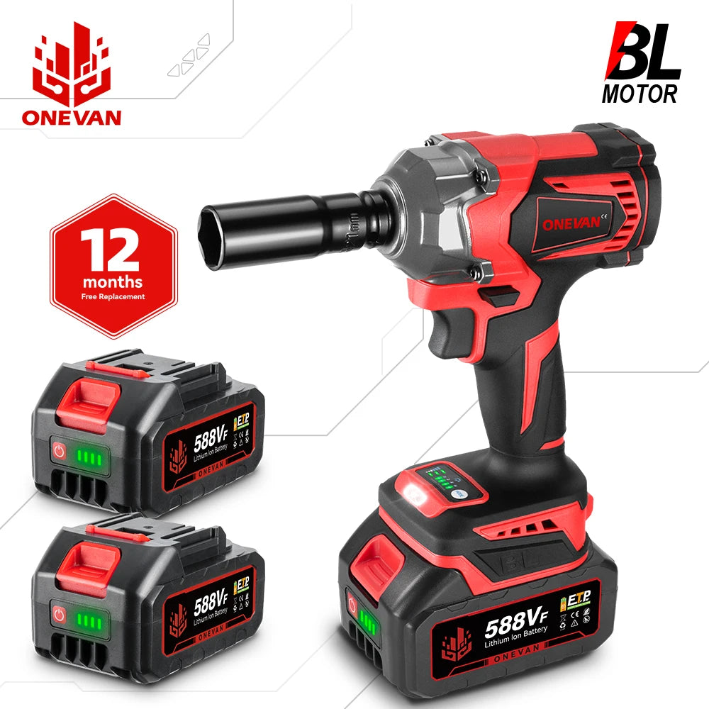 ONEVAN 21V Brushless Electric Impact Wrench 1200 N.m DTW500 Cordless Wrench Electric Screwdriver Power Tool For Makita Battery