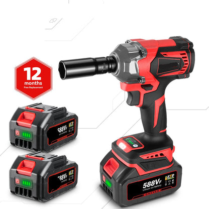 Slagmoersleutel - met Accu - Slagschroevendraaier - Brushless - 1200Nm Draadloze - Elektrische - Koppel -21V Batterij - Handgereedschap - Zonder Accu - Rood