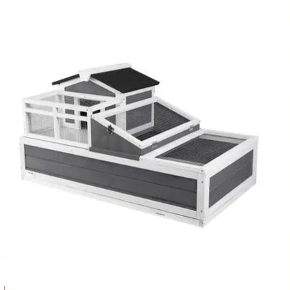 Houten - Verblijf - Schildpadden Verblijf - 2-Zones - 112 x 65 x 61 cm - met Halfdoorzichtige Wanden - Reptielenhok voor Binnen & Buiten – Groot Tortoise Habitat - QUORE