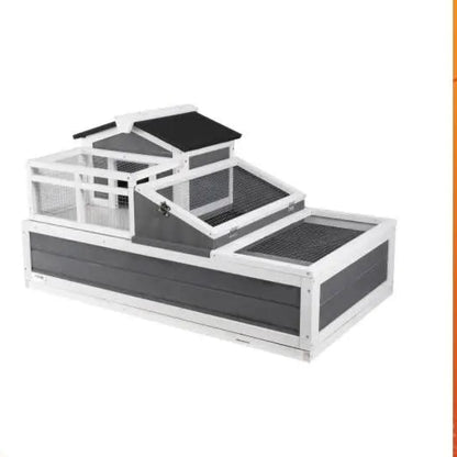 Houten - Verblijf - Schildpadden Verblijf - 3-Kamers - 112 x 65 x 61 cm - met Dak - Tortoise Habitat voor Binnen & Buiten – Groot Reptielenhok