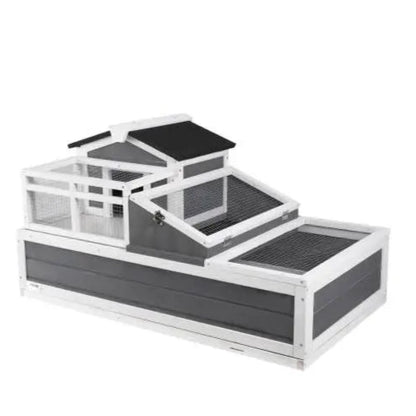 Houten - Verblijf - Terrarium Hout - Groot 3-Kamers - 112 x 65 x 61 cm - voor Schildpadden - met Transparant Dak, Geschikt voor Binnen en Buiten - QUORE