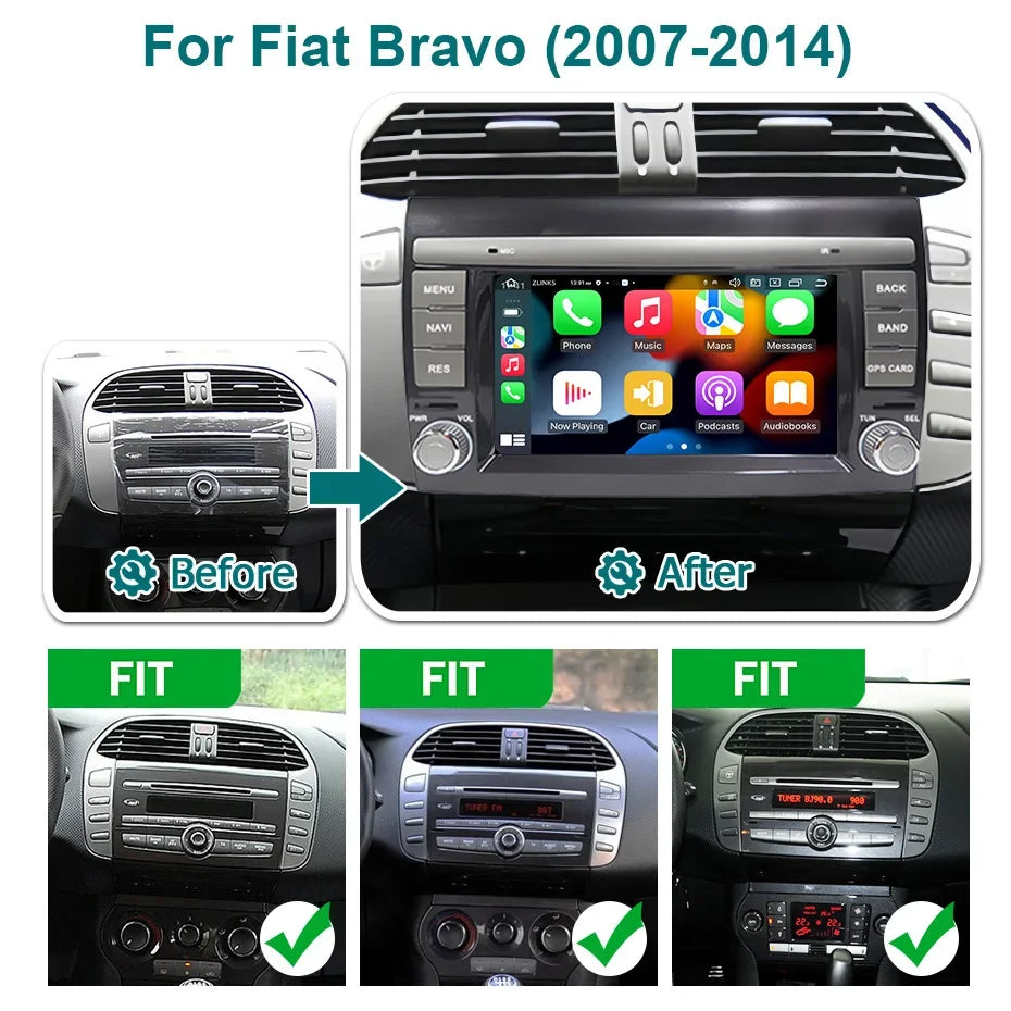 Multimedia Autoradio – Draadloze CarPlay – Android Auto Radio – 2-DIN Touchscreen – Bluetooth Stereo – 7 Inch Scherm – Android 14 – Ingebouwde GPS Navigatie