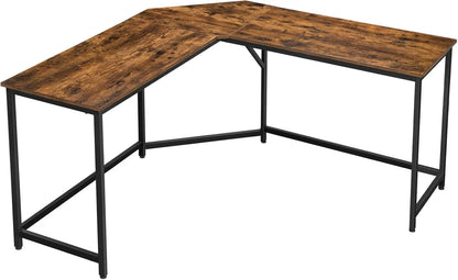 Gaming Bureau - Gaming Desk - Gaming Tafel - Computertafel - Computer bureau - 149x149cm – L-vormig Hoekbureau – Industrieel Design – Met Verwijderbare Plank - Bruin - QUORE