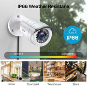 Zosi - 8VN-106W4S - Beveiligingscamerasysteem - 8CH 5MP 1080p - Binnen/Buiten - Bewakingscamera - Beveiligingscamera - Beveiligingscamerasysteem - 4 stuk - 1/4'' Color CMOS - Wit