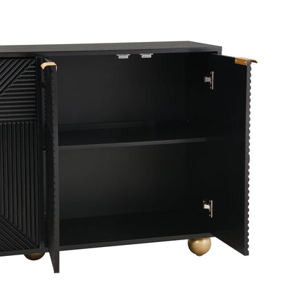 Dressoir – Kast – Opbergmeubel – Sideboard – Ladekast – Zwart MDF – Verstelbare Legplanken – Metalen Handgrepen