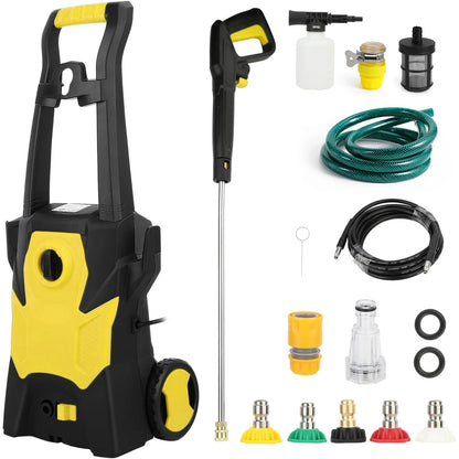 Hogedrukreiniger – Elektrische Spuit – Waterkracht Spuit – Terrasreiniger – Tuinspuit – 220V – 1600W Motor – 110 Bar Druk met 3 Meter Slang