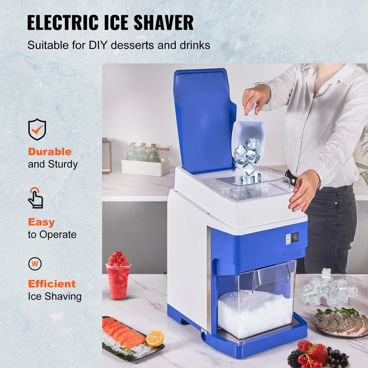 Elektrische Ijscrusher – Ijsmachine – IJscrusher – Schaafijs Maker – 650W Motor – Roestvrijstalen 4-Messenblad