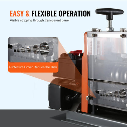 SucceBuy 60W 1.5-25mm Electric Wire Stripping Machine Visible Stripping Depth 6 Round+1 Flat Channels for Scrap Copper Recycling - QUORE
