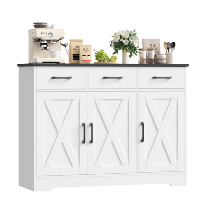 Zijbuffet – Sideboard – Dressoir – Buffetkast – Keukenbuffet – Variant Multi – Ruim Werkblad 108x38,5 cm – 3 Laden Met Metalen Ladegeleiders - QUORE