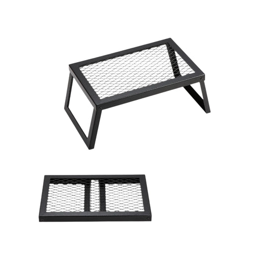 BBQ Grill - Grill Rotisserie Kit - Grillset - BBQ Opvouwbare kampvuurgrill - Draagbaar - Kampvuurkookuitrusting - met poten - voor buiten BBQ-koken - 18X12 Inch - Zwart