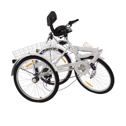 Volwassen Driewieler Fiets – Driewieler Voor Volwassenen – Stadsfiets – Comfortabele Driewieler – Vouwbare Fiets – Koolstofstaal Frame – LED Verlichting