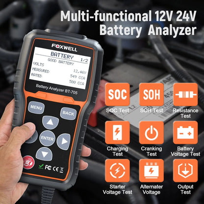 Batterijtester Auto – Accutester – Accu Tester – Laadsysteem Tester – Startsysteem Checker – 12V En 24V – CCA Meting