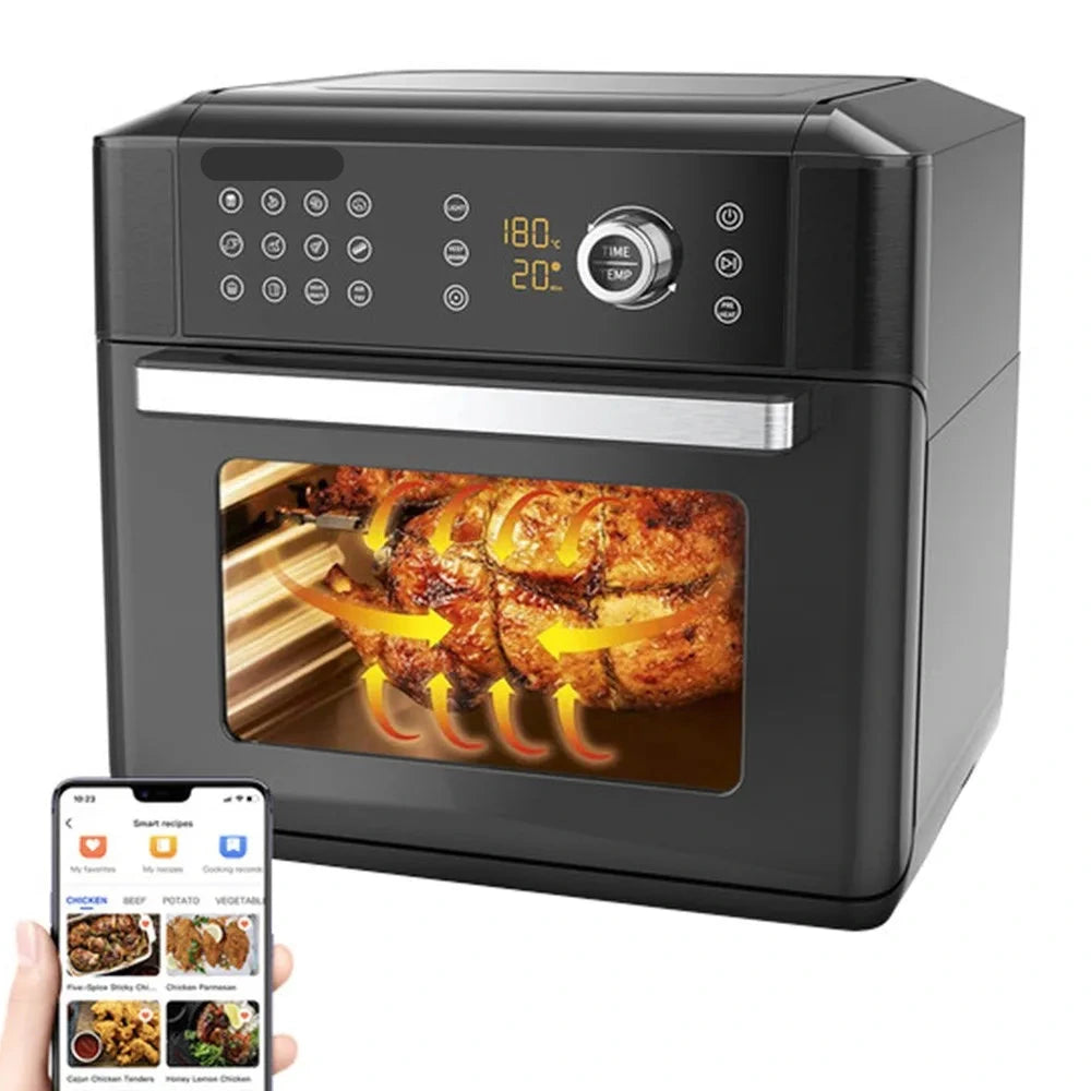 Airfryer oven - Hetelucht Friteuse - Air Fryer - 15L - Grote Inhoud - 12-in-1 - 1700W - App Bediening - 360° Luchtcirculatie - Touch Screen - Turbo Functie