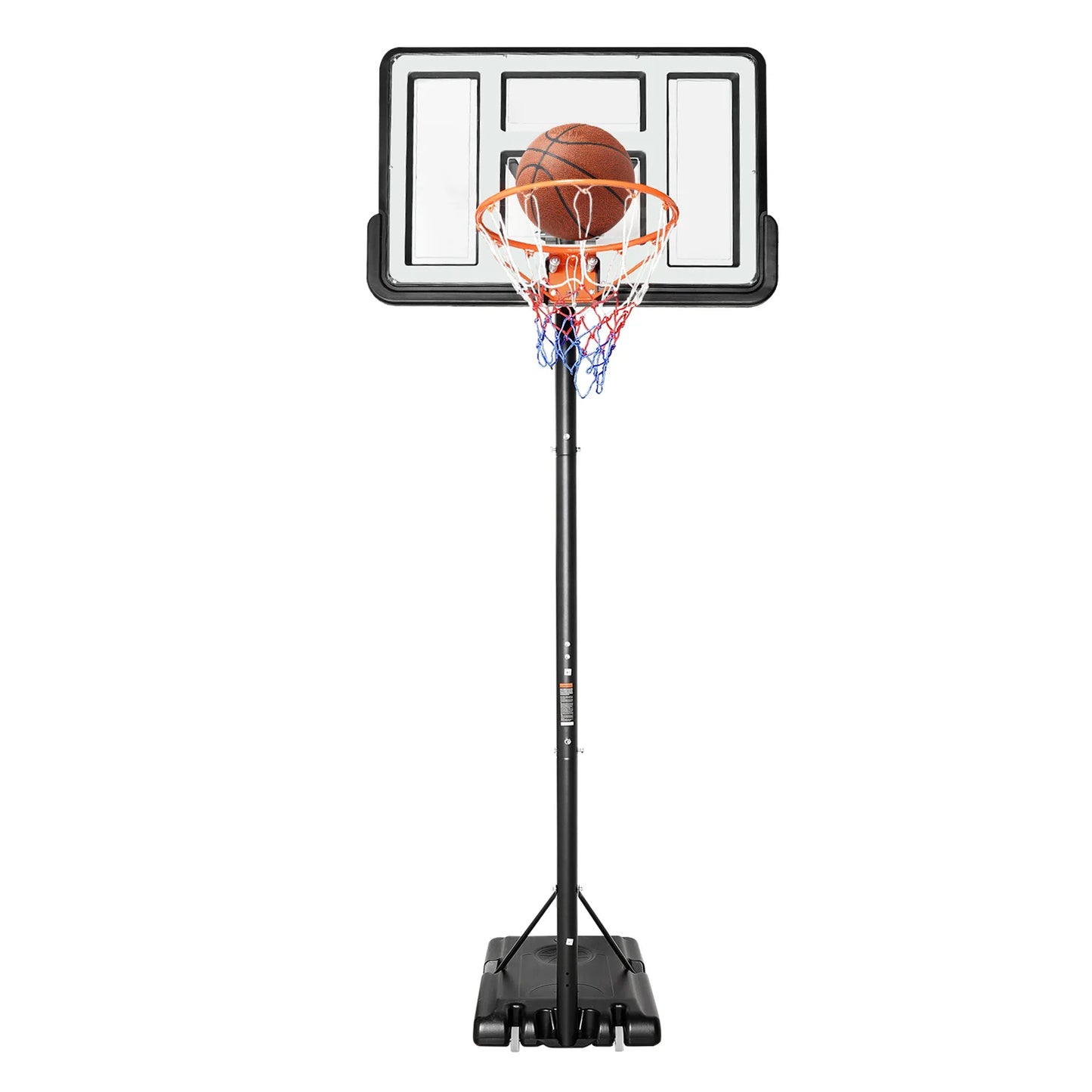 Verstelbare Basketbalpaal – Buiten Basketbalset – Basketbalring – Basketbalstandaard – Weerbestendig Materiaal – Verstelbare Hoogte – Wieltjes - 110 x 75 cm - Wit