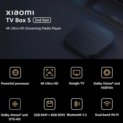 Xiaomi - TV Box Android - TV Box Android 4k wifi - TV Box - Media Player 4K Ultra HD Google TV Dolby Vision HDR10+ - Mi TV Box S 2nd Gen-EU