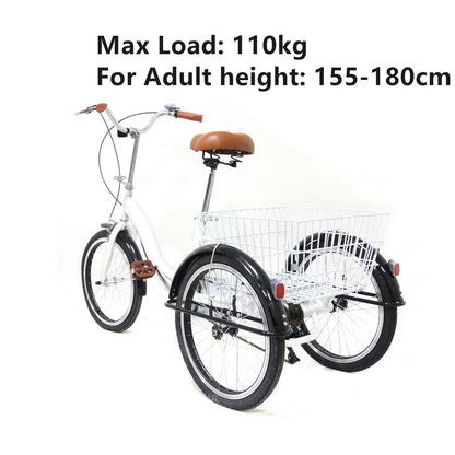 Driewieler Voor Volwassenen – Seniorenfiets – Drie-wieler – Comfortabel – Veilig – 20 Inch Wielen – Ruim Achtermandje