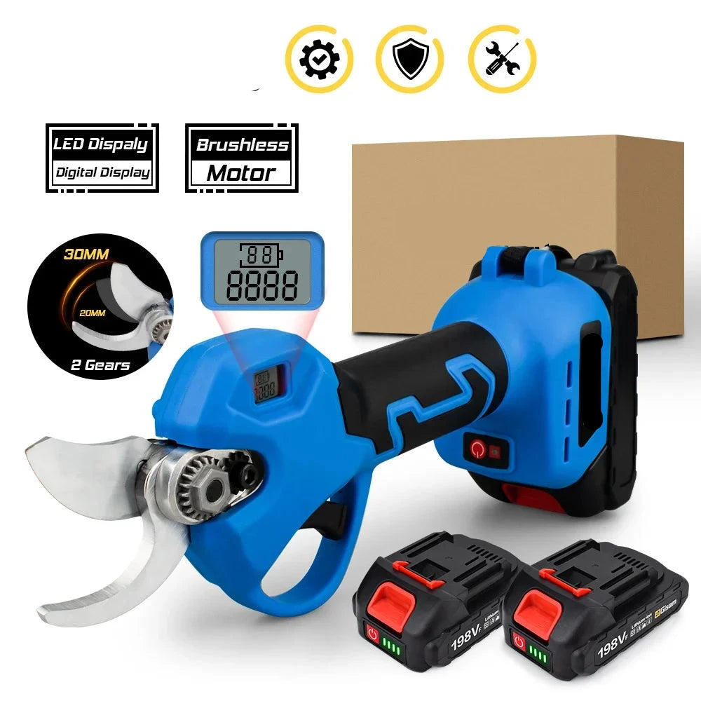 Elektrische Snoeischaar - 40mm - Accu Snoeischaar - Takkenschaar - Heggenschaar - Brushless - 2 Versnellingen - Tuin Gereedschap -  Incl. 2 Accu