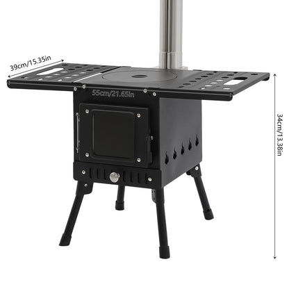 Draagbare Outdoor Houtkachel – Inklapbare Campingkachel – Kampeerhoutkachel – Vuurtje – Compact Design – Verstelbare Hoogte – Rookvrije Schoorsteen