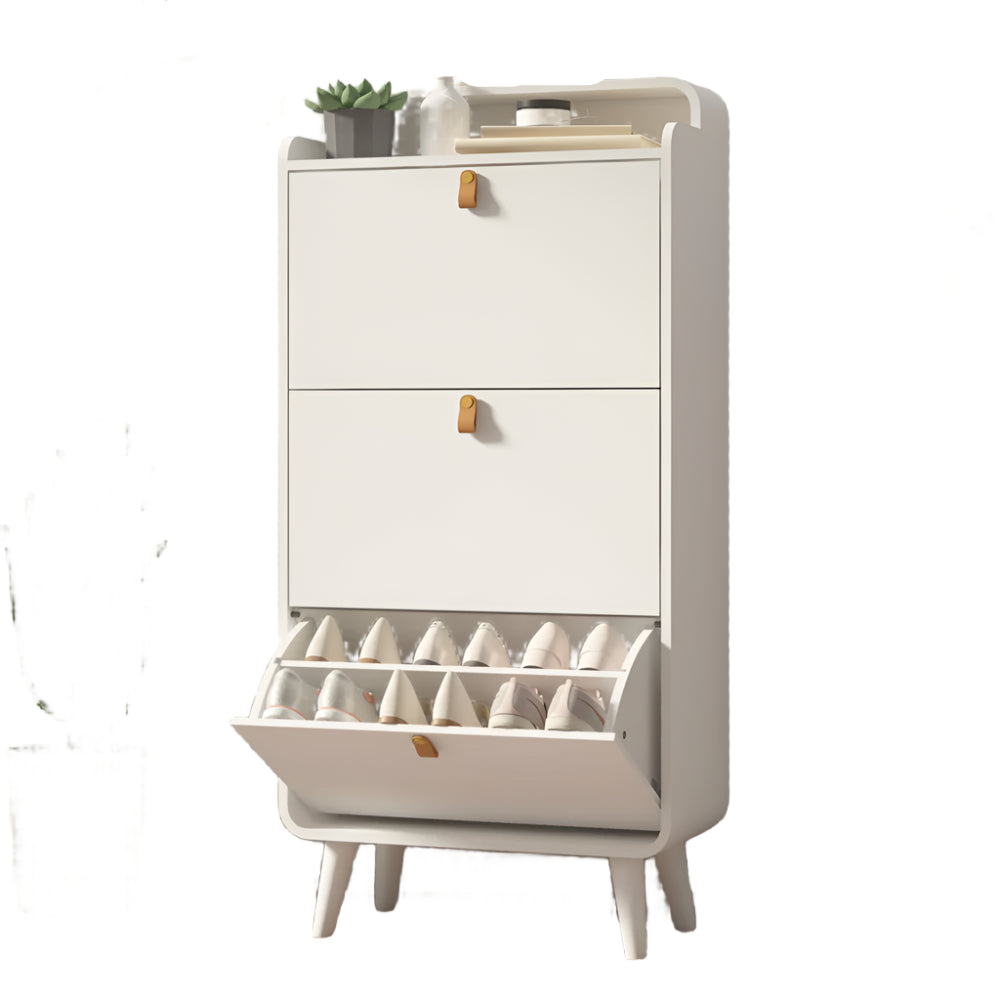 Schoenenrek – Smalle Schoenenkast – Schoenopberger – Schoenenkastje – 3 Uitklapbare Laden – Ruimtebesparend – MDF Met Houten Poten