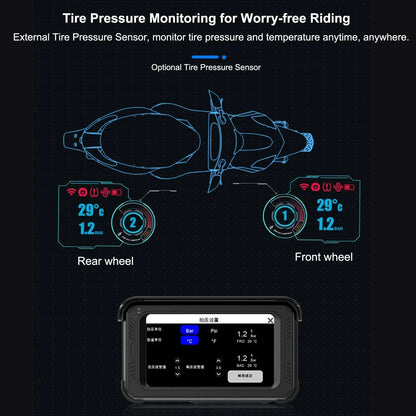 5 Inch Motorcycle GPS Navigation Wireless Carplay Android Auto Player Tire Pressure Detector Dual Cameras Recorder GPS Tracking