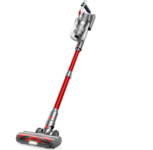 Cordless Stick Vacuum Cleaner - Stick Vacuum Cleaner - Vacuum Cleaner - Cordless Stick Vacuum Cleaner - Powerful Suction - 38000PA - 500W - HEPA Filter - LCD - Red