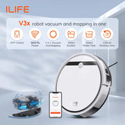 Mop System - Vacuum Cleaner - Robot Vacuum Cleaner - Cordless Vacuum Cleaner - Robot Vacuum Cleaner with Mop Function - Compatible with Alexa/Google/WiFi - 120mins - 3000Pa