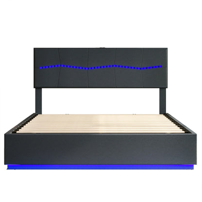 Tweepersoonsbed – Bed – Slaapbed – Opbergbed – Modern Bed – Hydraulische Opbergruimte – RGB-LED Sfeerverlichting