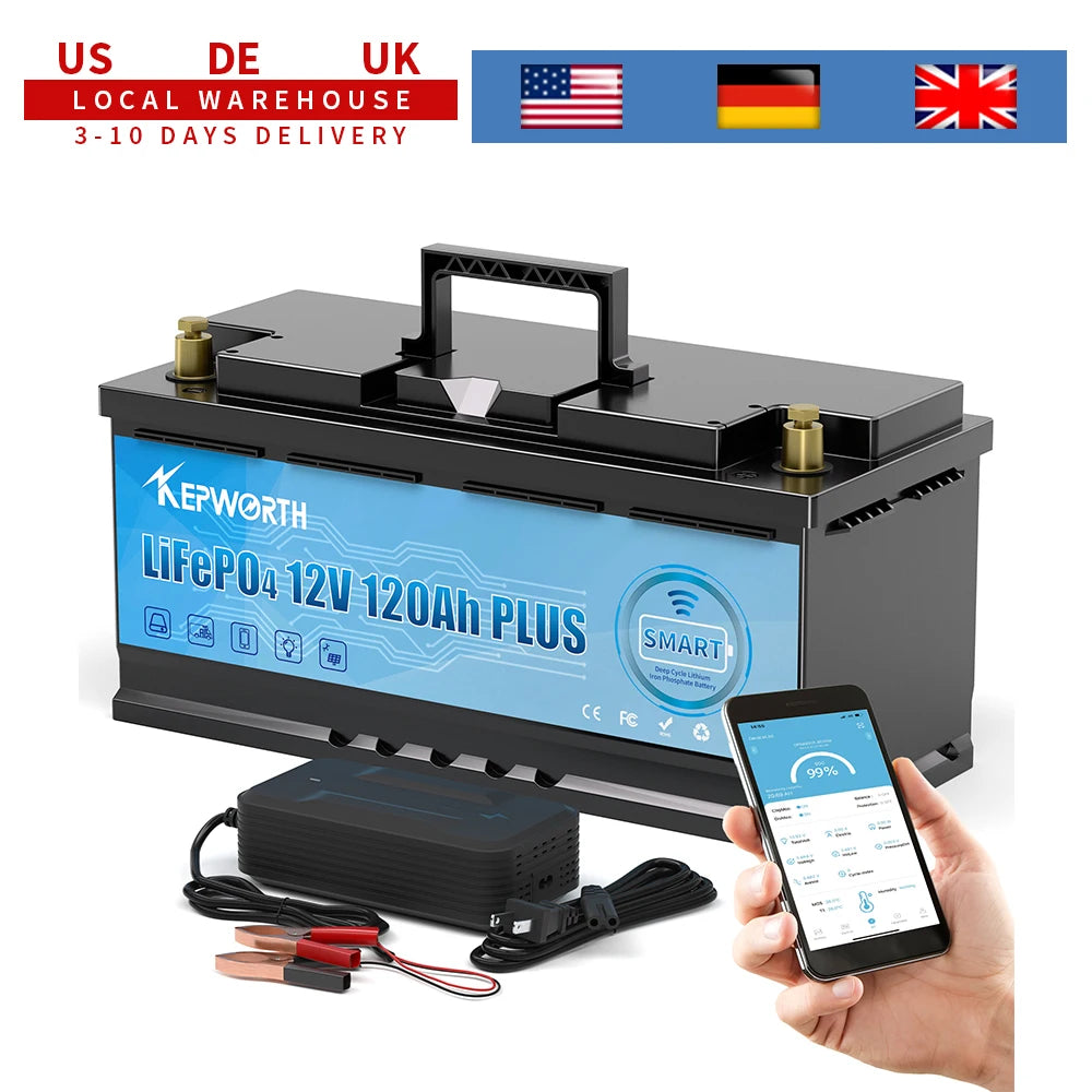 12V 120Ah LiFePO4 Batterij – Accu – Energieopslag – Lithium Accu – Solar Accu – Bluetooth Connectiviteit – 120A BMS Bescherming – Compact & Lichtgewicht - QUORE