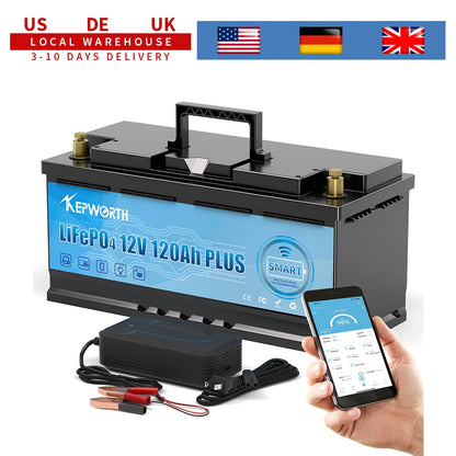 12V 120Ah LiFePO4 Batterij – Accu – Energieopslag – Lithium Accu – Solar Accu – Bluetooth Connectiviteit – 120A BMS Bescherming – Compact & Lichtgewicht - QUORE