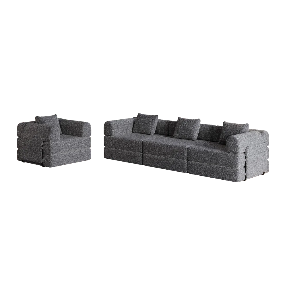 Slaapbank – Bank – Sofa – Bedbank – Slaapstoel – 2-in-1 Chenille – Met Opbergruimte in Armleuning – Drie Metalen Frames - QUORE