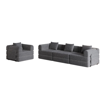 Slaapbank – Bank – Sofa – Bedbank – Slaapstoel – 2-in-1 Chenille – Met Opbergruimte in Armleuning – Drie Metalen Frames - QUORE
