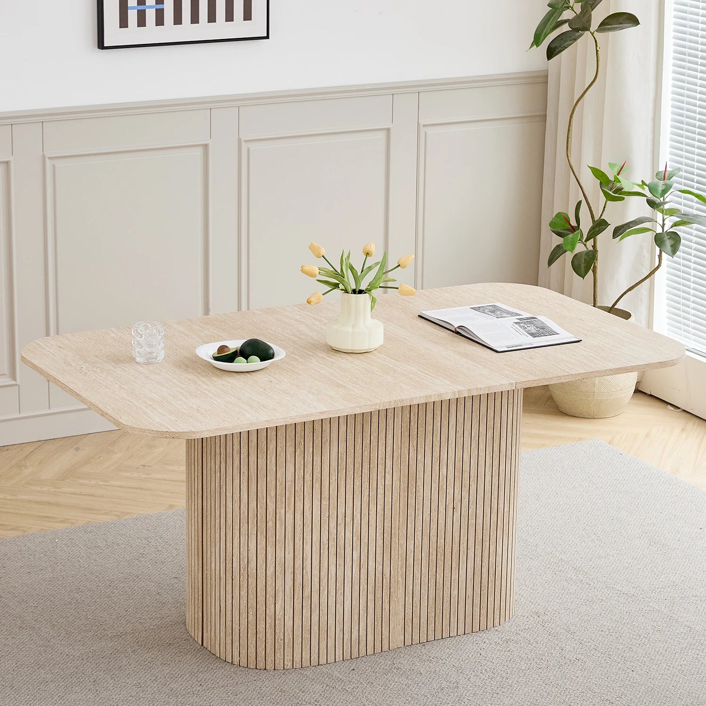 Eettafel – Tafel – Dinertafel – Eetkamertafel – Werktafel – Geel Houtkleur – 160x90 cm – Hoogwaardig MDF