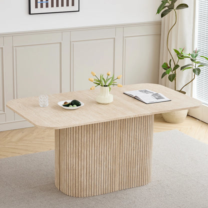 Eettafel – Tafel – Dinertafel – Eetkamertafel – Werktafel – Geel Houtkleur – 160x90 cm – Hoogwaardig MDF