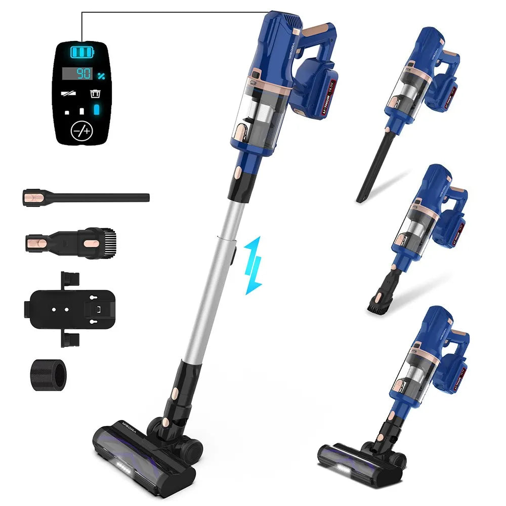 8-in-1 - Draadloze Stofzuigers - Stofzuiger - Natte & Droge - Vacuum Cleaner - 25000Pa - 265W - LED Display - Hoogte Verstelbaar - 0.8 L Stoftank - Blauw