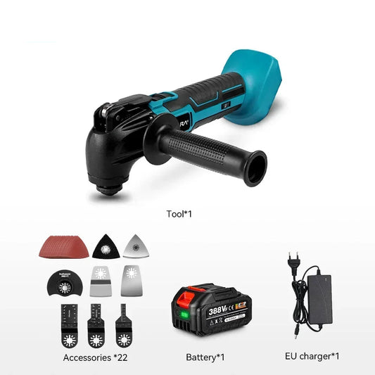 Oscillerend Multitool - Electrische Zaag - Multitool Gereedschap - Trimmer & Schraper - Snelwisselsysteem, variabele snelheid - met 1x 388VF Accu – Voor Precisie Houtbewerking