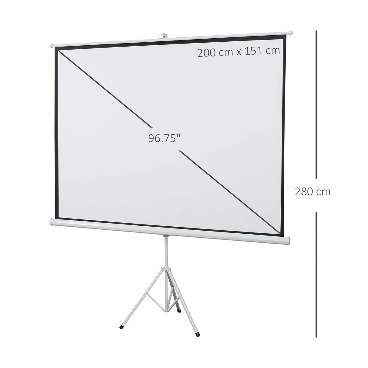 Homcom - Beamer Scherm - Projector Screen - Projector Scherm - Projector Doek - Projector Scherm voor Beamer - Handheld Projector Screen with Stand - Draagbare Beamer - 100in - 16:9 - QUORE