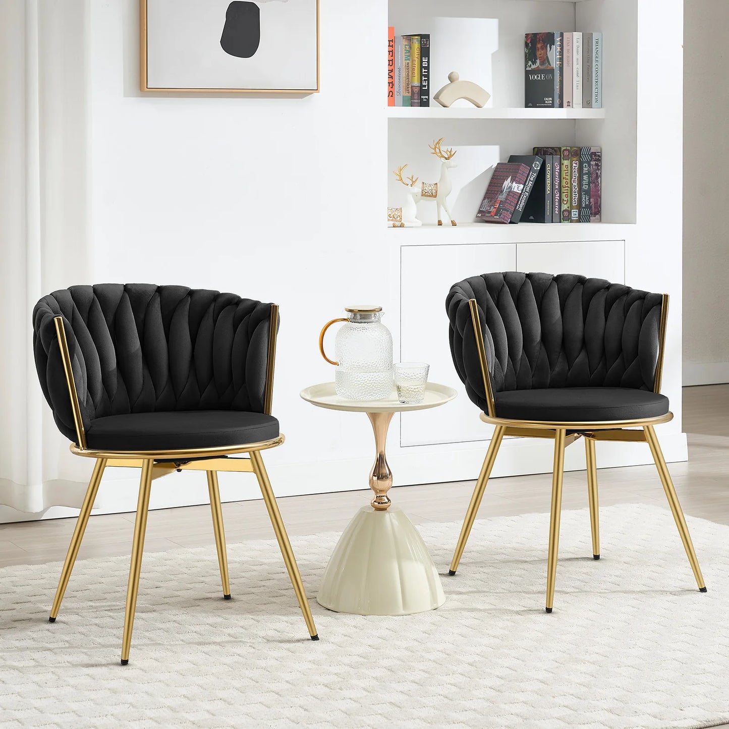 Draaibare Eetkamerstoelen – Velvet Stoel – Bureaustoel – Bijzetstoel – 360° Draaibaar – Ergonomisch Zitcomfort – Robuuste Metalen Poten