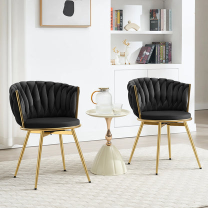 Draaibare Eetkamerstoelen – Velvet Stoel – Bureaustoel – Bijzetstoel – 360° Draaibaar – Ergonomisch Zitcomfort – Robuuste Metalen Poten