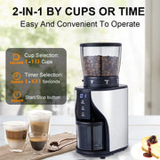 Elektrische Koffiemolen - Hoogwaardige Elektrische Koffiemolen - Automatische conische braammolen - Koffiemolen - met 31 maalstanden - voor Espresso - Zwart