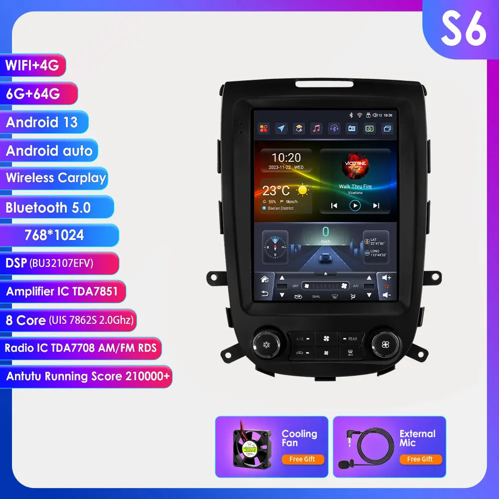 Autoradio – Multimedia Speler – Navigatiesysteem – GPS Radio – 2-DIN Stereo – 9,7" Touchscreen – Android 13 – 360° Camera Support