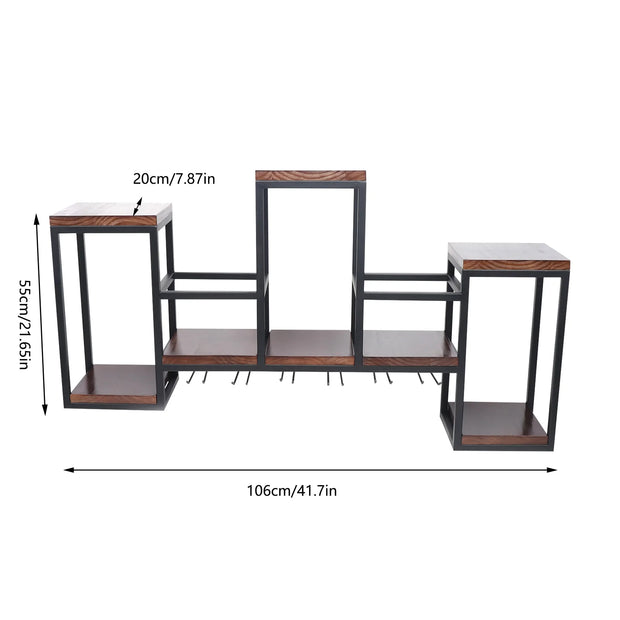 Wine Rack - Wine Bottle Rack - Wijnrek - Wijnflessenrek - Metalen Wijnfleshouder - Industrieel Wandgemonteerd Wijnrek - Luxe Opslag voor Wijnflessen & Glazen