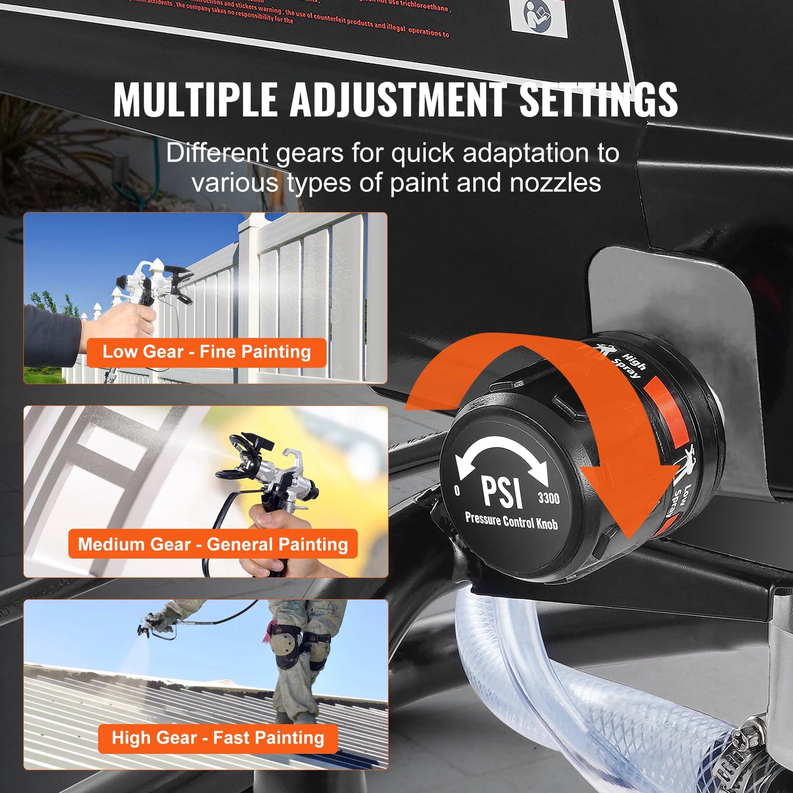 Airless Verfspuit - Verfspuiten Electrisch - Verfspuitmachine - Hoge Druk 3000PSI - 950W - 7,6m/15m Slang - Handmatige Verfspuit - voor Binnen- en Buitenschilderwerk - met Kar - QUORE