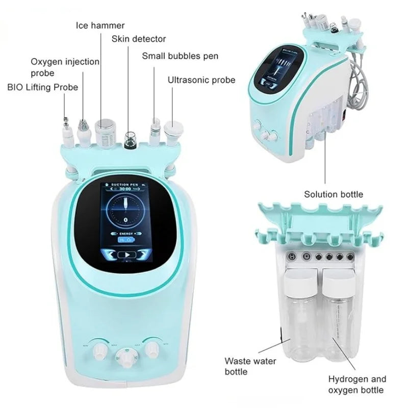 6-in-1 Hydrodermabrasie Machine – Huidverzorgingsapparaat – Gezichtsreinigingsapparaat – Anti-Acne – Huidverjonging – 35W Vermogen – Vacuum Tot 90 kPa