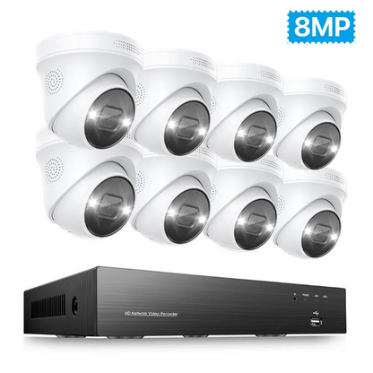 Beveiligingssysteem – 8 Stuks - CCTV Camera Set – IP Camera Beveiliging – PoE Camerasysteem – AI Detectie – Kleurennachtzicht – 8CH Uitbreidbaar - 8MP - Geen Ingebouwde HDD